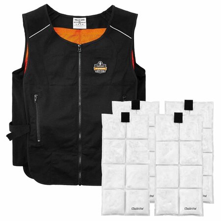 CHILL-ITS BY ERGODYNE 2XL/3XL Black Lightweight Phase Change Cooling Vest and Packs 6260